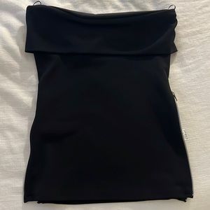Zara Side Zipper Long Black Tube Top